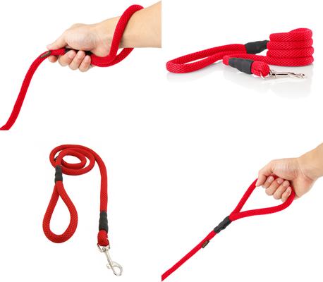 Show full view: Gooby Soft Mesh Polyester Dog Leash, 4-ft long, 1.5-in wide, Red slide 2 of 3