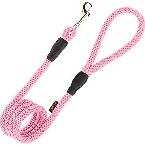 Gooby Soft Mesh Polyester Dog Leash, 4-ft long, 1.5-in wide, Pink