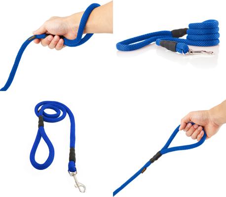Show full view: Gooby Soft Mesh Polyester Dog Leash, 4-ft long, 1.5-in wide, Blue slide 2 of 3