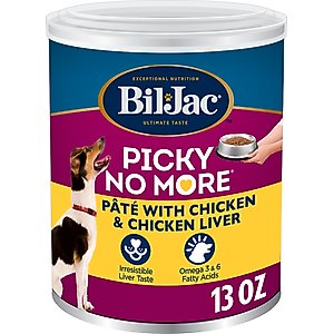 Bil-Jac Picky No More Chicken & Chicken Liver Recipe Pate Canned Dog Food, 13-oz, case of 12