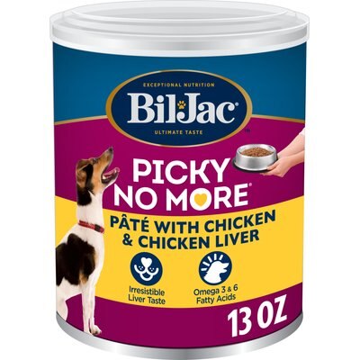 Bil-Jac Bil-Jac Picky No More Chicken & Chicken Liver Recipe Pate Canned Dog Food, 13-oz, case of 12