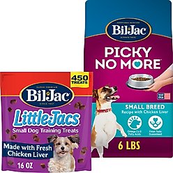 Bil-Jac Picky No More Small Breed Chicken Liver Recipe Dry Dog Food, 6-lb bag + Bil-Jac Little-Jacs Small Dog Chicken Liver Training Dog Treats, 16-oz bag