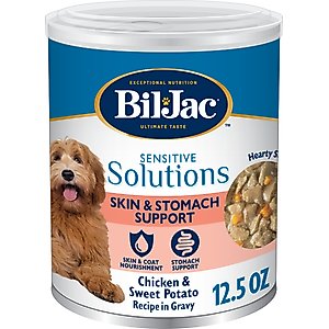 Bil-Jac Sensitive Solutions Chicken & Sweet Potato Wet Dog Food, 12.5-oz can, case of 12