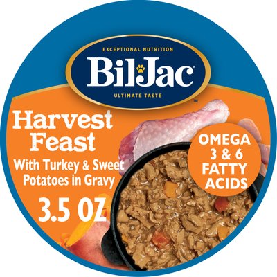 Bil-Jac Bil-Jac Harvest Feast Turkey & Sweet Potatoes in Gravy Recipe Wet Dog Food, 3.5-oz tub, case of 12
