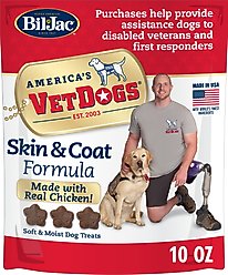 Bil-Jac America's VetDogs Skin & Coat Dog Treats, 10-oz bag