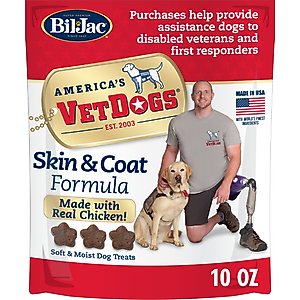 Bil-Jac America's VetDogs Skin & Coat Dog Treats, 10-oz bag