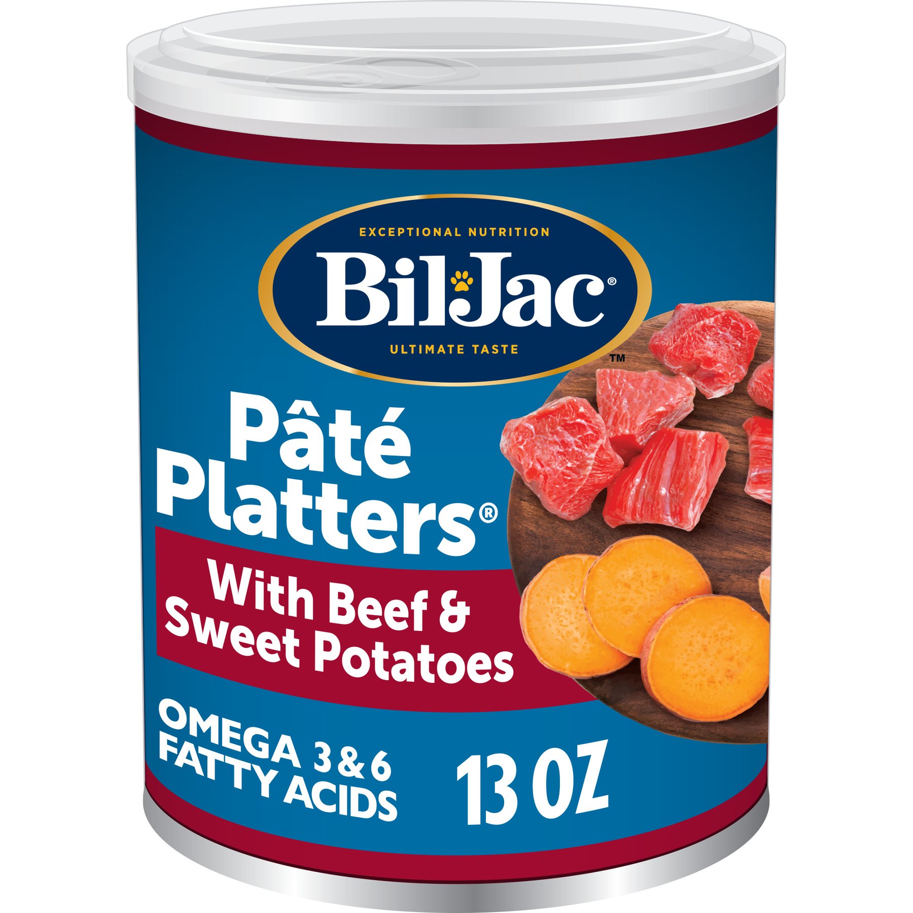 Bil-Jac Pate Platters with Beef & Sweet Potatoes Canned Dog Food, 13-oz, case of 12