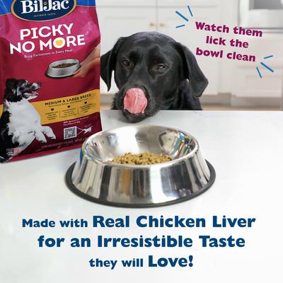 Show full view: Bil-Jac Picky No More Medium & Large Breed Chicken Liver Recipe Dry Dog Food, 27-lb bag slide 5 of 12