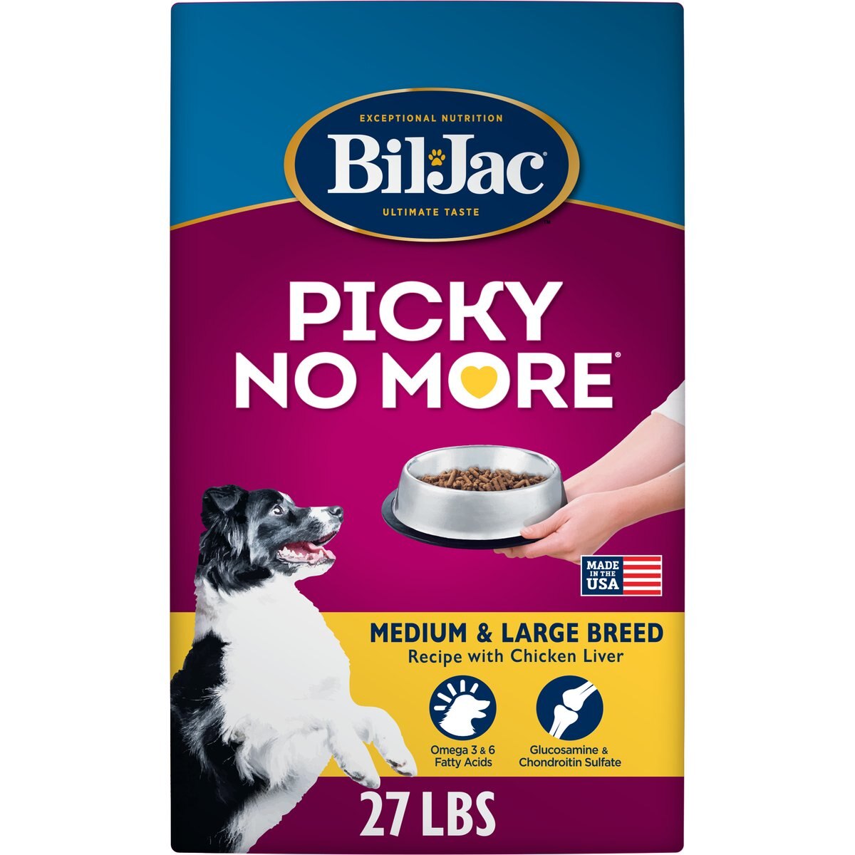Bil-Jac Picky No More Medium & Large Breed Chicken Liver Recipe Dry Dog Food, 27-lb bag
