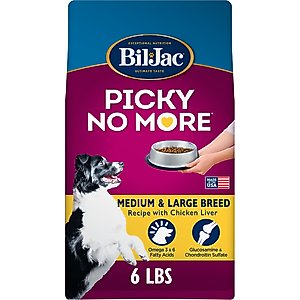 Bil-Jac Picky No More Medium & Large Breed Chicken Liver Recipe Dry Dog Food, 6-lb bag