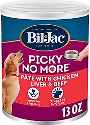 Bil-Jac Picky No More Chicken Liver & Beef Recipe Pate Canned Dog Food, 13-oz, case of 12