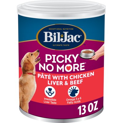 Bil-Jac Bil-Jac Picky No More Chicken Liver & Beef Recipe Pate Canned Dog Food, 13-oz, case of 12