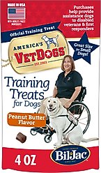 Bil-Jac America's VetDogs Peanut Butter Flavor Training Dog Treat, 4-oz pouch
