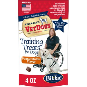 Bil-Jac America's VetDogs Peanut Butter Flavor Training Dog Treat, 4-oz pouch