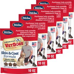 Bil-Jac America's VetDogs Skin & Coat Dog Treats, 10-oz bag, bundle of 6