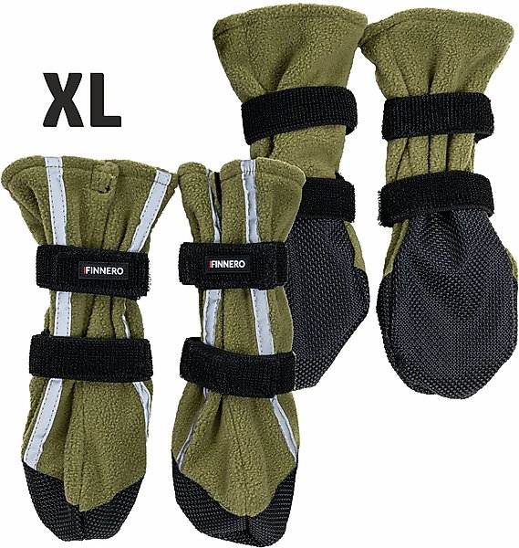Show full view: FinNero Halla Reflective Soft Fleece Dog Booties, Green, X-Large slide 2 of 7