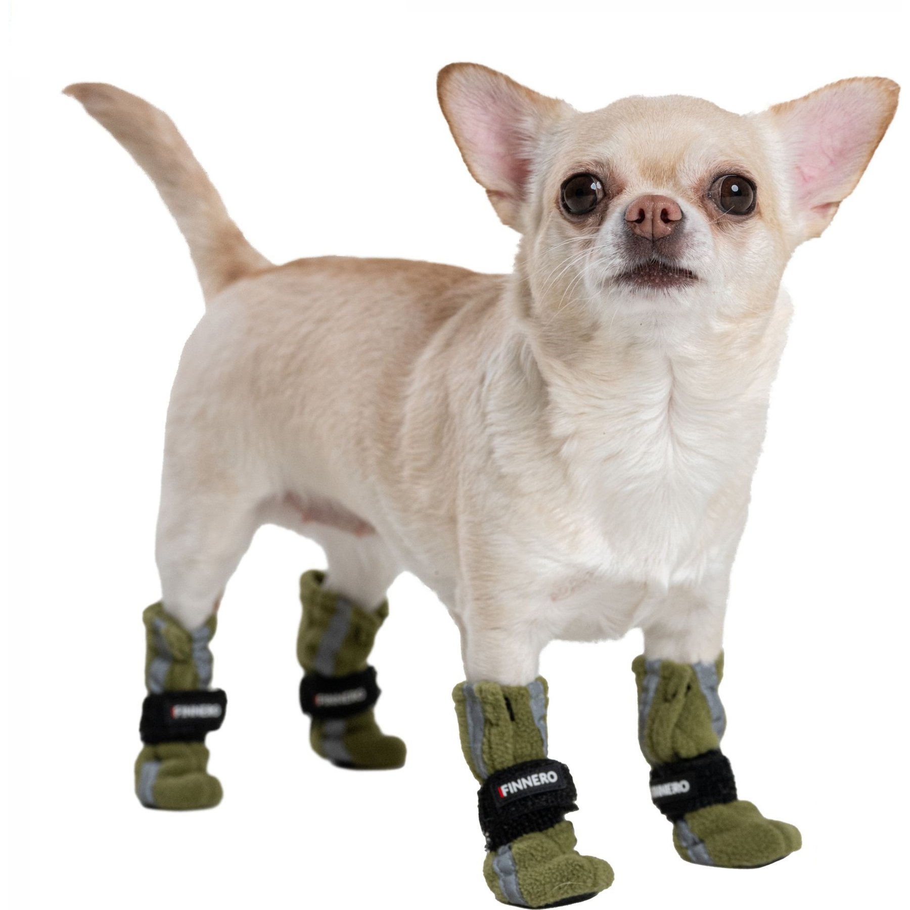 FinNero Halla Reflective Soft Fleece Dog Booties, Green, X-Large