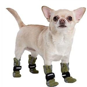 FinNero Halla Reflective Soft Fleece Dog Booties, Green, X-Large