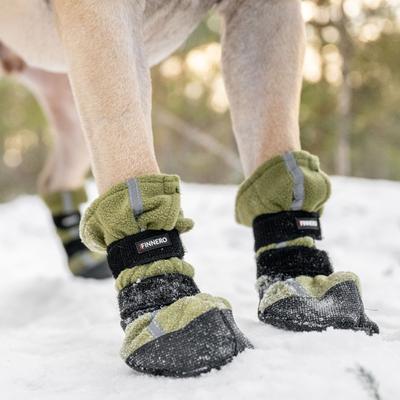 Show full view: FinNero Halla Reflective Soft Fleece Dog Booties, Green, X-Large slide 4 of 7