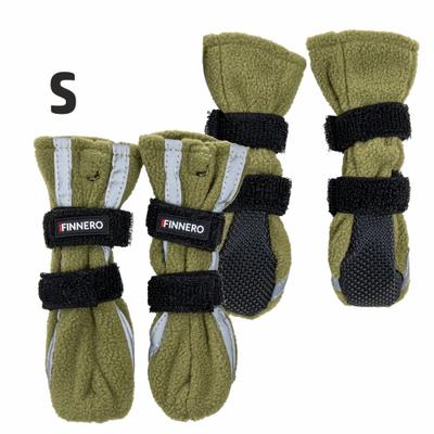 Show full view: FinNero Halla Reflective Soft Fleece Dog Booties, Green, Small slide 2 of 7