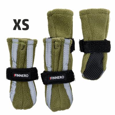 Show full view: FinNero Halla Reflective Soft Fleece Dog Booties, Green, X-Small slide 2 of 6