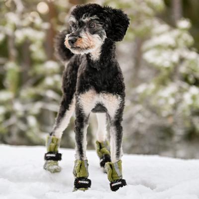 Show full view: FinNero Halla Reflective Soft Fleece Dog Booties, Green, X-Small slide 3 of 6