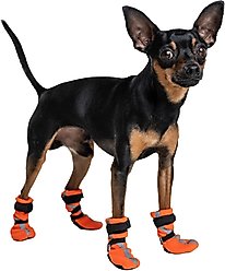 FinNero Halla Reflective Soft Fleece Dog Booties, Orange, Large