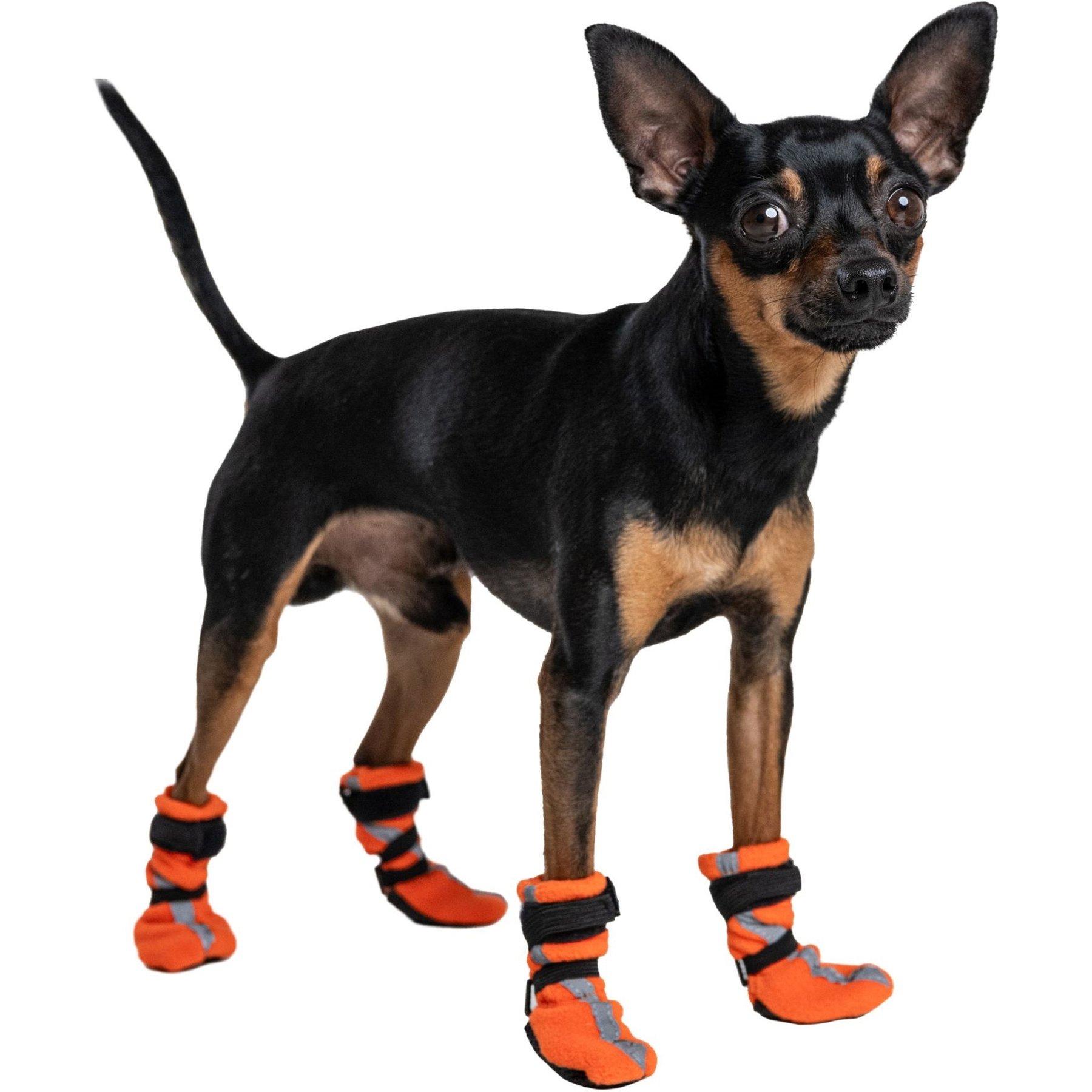 FinNero Halla Reflective Soft Fleece Dog Booties, Orange, Medium