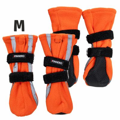 Show full view: FinNero Halla Reflective Soft Fleece Dog Booties, Orange, Medium slide 2 of 6
