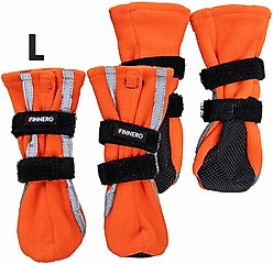 FinNero Halla Reflective Soft Fleece Dog Booties, Orange, Large slide 2 of 2