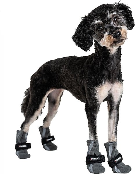 Show full view: FinNero Halla Reflective Soft Fleece Dog Booties, Grey, X-Large slide 1 of 7