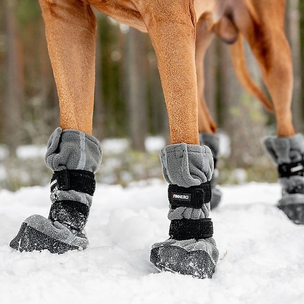 Show full view: FinNero Halla Reflective Soft Fleece Dog Booties, Grey, X-Large slide 4 of 7
