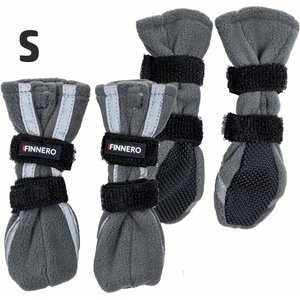 FinNero Halla Reflective Soft Fleece Dog Booties, Grey, Small