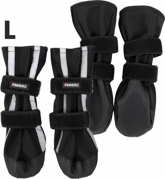 Show full view: FinNero Halla Reflective Softshell Dog Booties, Black, Large slide 2 of 6