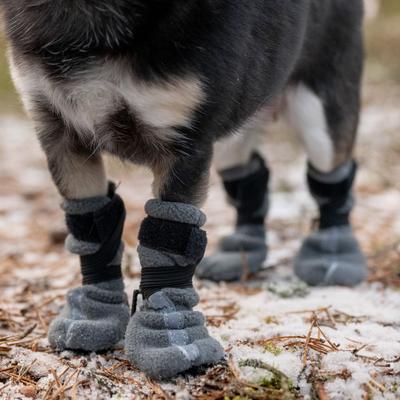 Show full view: FinNero Halla Reflective Soft Fleece Dog Booties, Grey, XX-Small slide 4 of 8