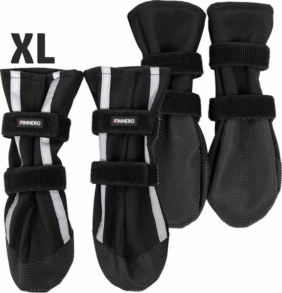 Show full view: FinNero Halla Reflective Softshell Dog Booties, Black, X-Large slide 2 of 5