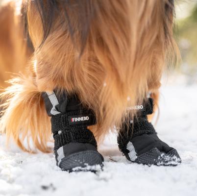 Show full view: FinNero Halla Reflective Softshell Dog Booties, Black, Small slide 3 of 6