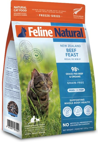 Feline Natural Beef Grain-Free Freeze-Dried Cat Food, 11-oz bag