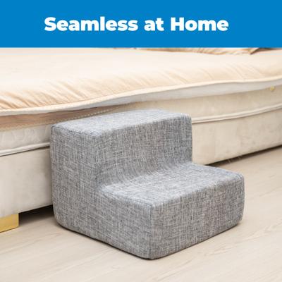 Show full view: Best Pet Supplies CertiPUR-US Certified Foam Foldable Dog Steps, Ash Gray Linen, 2-Steps slide 4 of 7