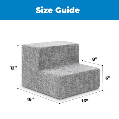 Show full view: Best Pet Supplies CertiPUR-US Certified Foam Foldable Dog Steps, Ash Gray Linen, 2-Steps slide 6 of 7