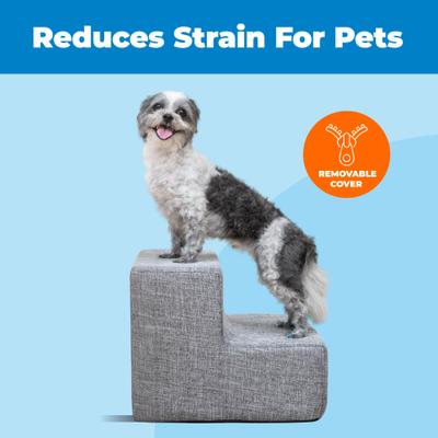 Show full view: Best Pet Supplies CertiPUR-US Certified Foam Foldable Dog Steps, Ash Gray Linen, 2-Steps slide 3 of 7