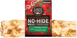 Earth Animal No-Hide Seasonal Holiday Feast Turkey Recipe Rolls Dog Chew, 1 count, Medium