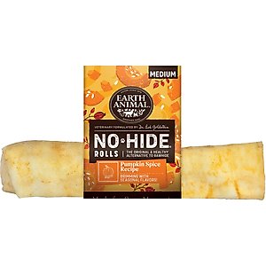 Earth Animal No-Hide Medium Pumpkin Spice Recipe Roll Hard Dog Chew