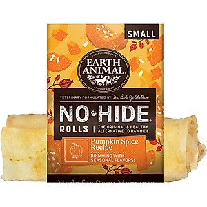 Earth Animal No-Hide Small Pumpkin Spice Recipe Roll Hard Dog Chew