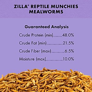 Zilla Reptile Munchies Mealworms Lizard Food, 3.75-oz bag