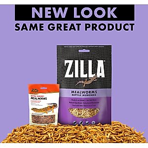 Zilla Reptile Munchies Mealworms Lizard Food, 3.75-oz bag