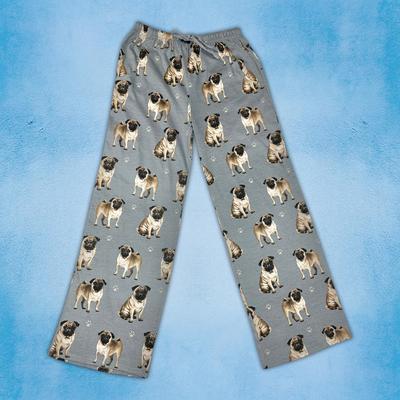 Show full view: E&S PETS Pug Pajama Bottoms, Grey, Medium slide 2 of 6