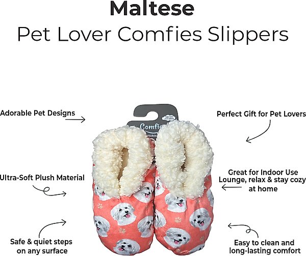 Show full view: E&S PETS Maltese Slippers, Pink, one size slide 2 of 6
