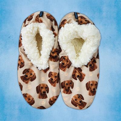 Show full view: E&S PETS Red Dachshund Slippers, Cream, one size slide 3 of 5