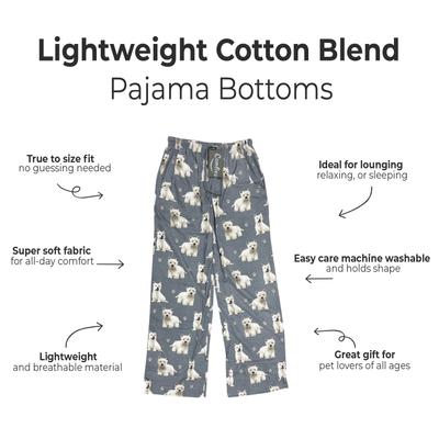 Show full view: E&S PETS Westie Pajama Bottoms, Grey, Large slide 3 of 6